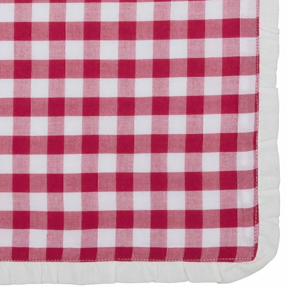 NEW! Farmhouse Red Buffalo Plaid Set of SIX Cotton Placemats Ruffled
